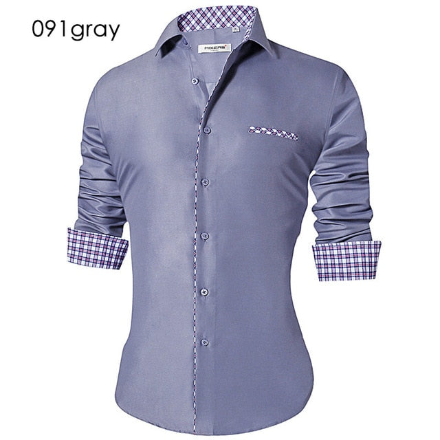 2018 Men's Casual Shirt Slim Fit Men's Casual Button Down Shirt Long Sleeve Formal Dress Shirts Men Male Clothing Camisa