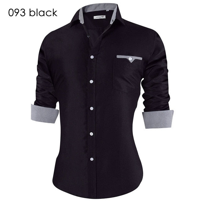 2018 Men's Casual Shirt Slim Fit Men's Casual Button Down Shirt Long Sleeve Formal Dress Shirts Men Male Clothing Camisa