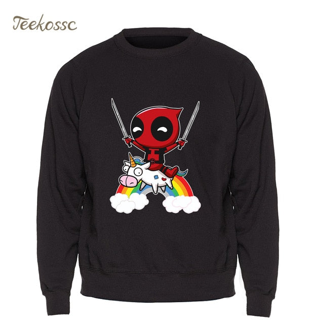 Deadpool Sweatshirt Men Funny Print Hoodie Crewneck Sweatshirts Winter Autumn Black Dead Pool Super Hero Hipster Brand Clothing