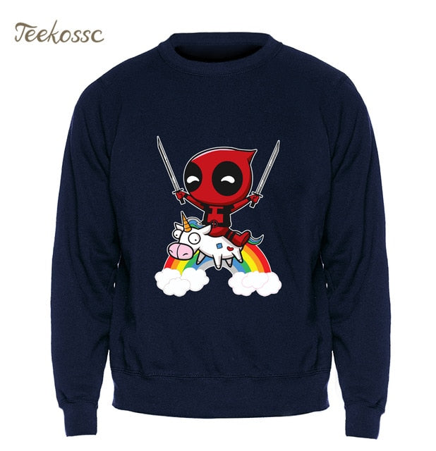 Deadpool Sweatshirt Men Funny Print Hoodie Crewneck Sweatshirts Winter Autumn Black Dead Pool Super Hero Hipster Brand Clothing