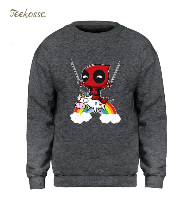 Deadpool Sweatshirt Men Funny Print Hoodie Crewneck Sweatshirts Winter Autumn Black Dead Pool Super Hero Hipster Brand Clothing