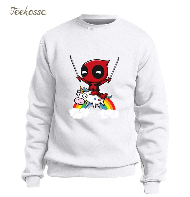 Deadpool Sweatshirt Men Funny Print Hoodie Crewneck Sweatshirts Winter Autumn Black Dead Pool Super Hero Hipster Brand Clothing