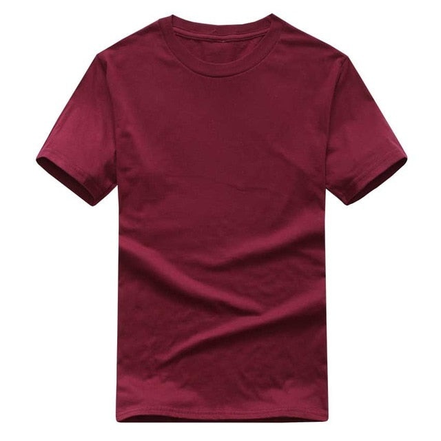 Summer T Shirt Men New Cotton Top Tee Short Sleeve T-shirts Men Clothes Solid Color Brand Male Funny Tshirt