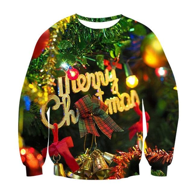 Alisister Ugly Christmas Sweater Santa Claus Print Loose Hoodie Men Women Pullover Christmas Novelty Autumn Winter Top Clothing