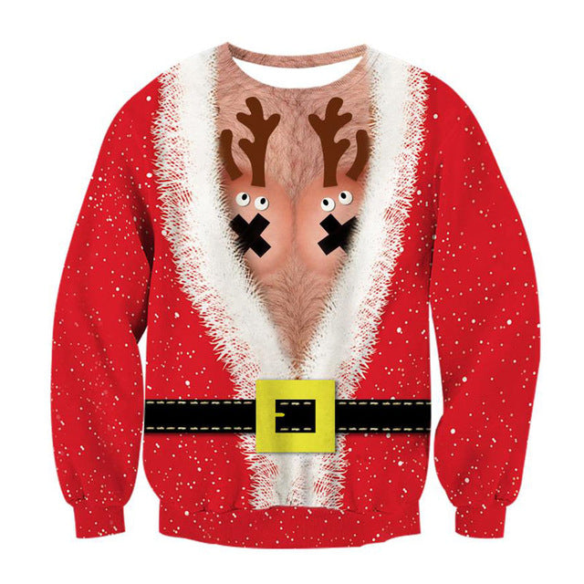 Alisister Ugly Christmas Sweater Santa Claus Print Loose Hoodie Men Women Pullover Christmas Novelty Autumn Winter Top Clothing