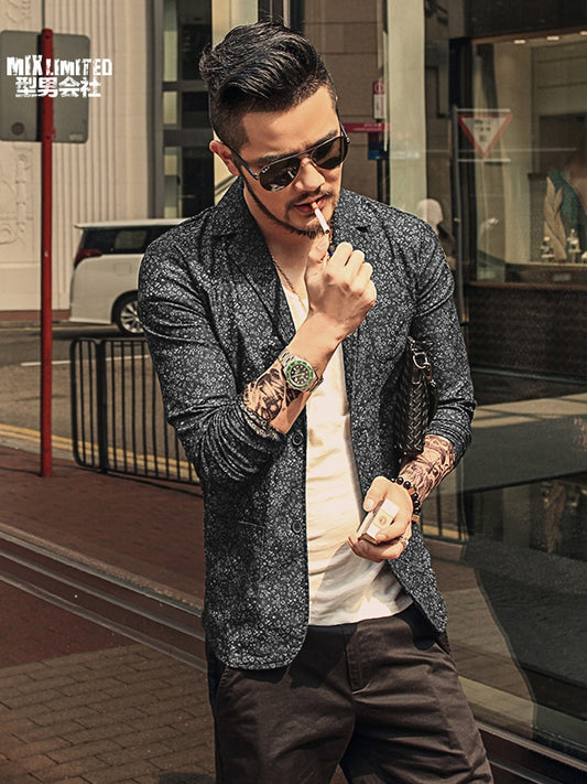 Men's Casual Slim Fit Denim Blazer Suits for Men Autumn Suit single long-sleeved Clothing Men European style fashion suits 2019