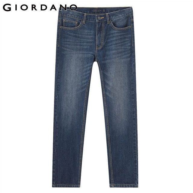 Giordano Men Jeans Denim Jeans Elastic Mid Rise Narrow Feet Quality Cotton Denim Jeans Pantalones Whiskering Denim Clothing