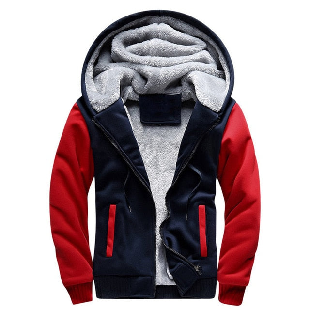 Winter Thick Hoodies Men Zipper Hooded Coat Brand Mens Tracksuit Sweatshirt Patchwork Jackets Warm US/EUR Plus size Fleece Hoody