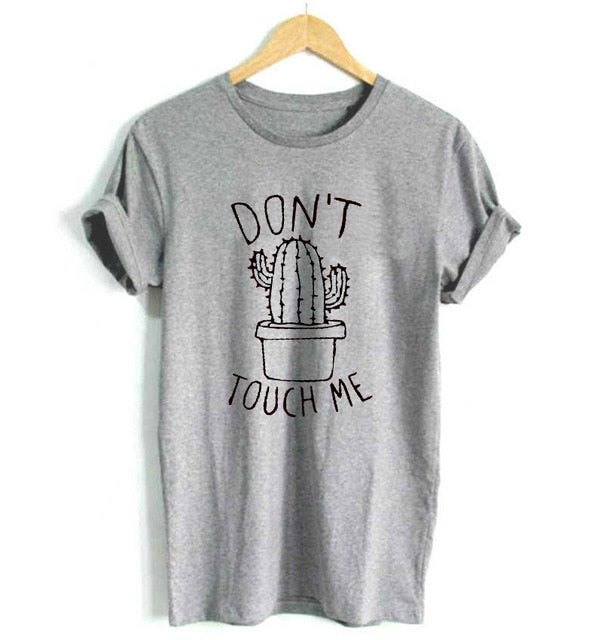 DON'T TOUGH ME Cactus T shirt Women Casual Summer Tshirts Femme tops & tees Vintage Black White T-shirt Women