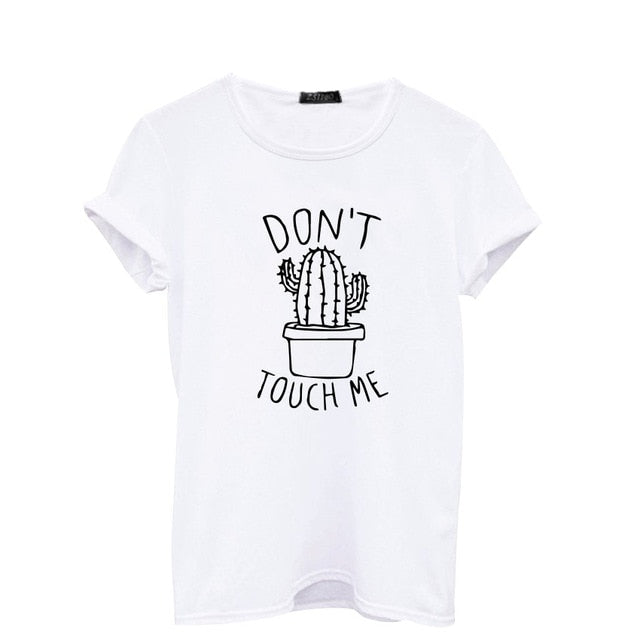 DON'T TOUGH ME Cactus T shirt Women Casual Summer Tshirts Femme tops & tees Vintage Black White T-shirt Women