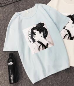 New Fashion T shirt Woman Spring Summer Girls Print Short Sleeve O Neck Cotton Spandex Women Top Slim Fit Soft Women Tshirt