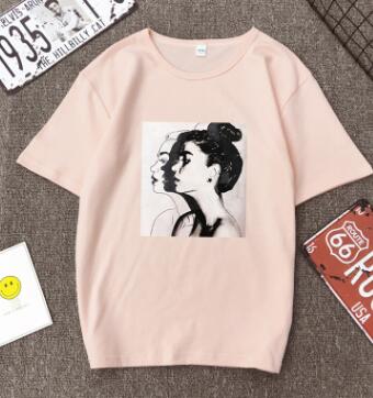 New Fashion T shirt Woman Spring Summer Girls Print Short Sleeve O Neck Cotton Spandex Women Top Slim Fit Soft Women Tshirt