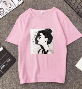 New Fashion T shirt Woman Spring Summer Girls Print Short Sleeve O Neck Cotton Spandex Women Top Slim Fit Soft Women Tshirt