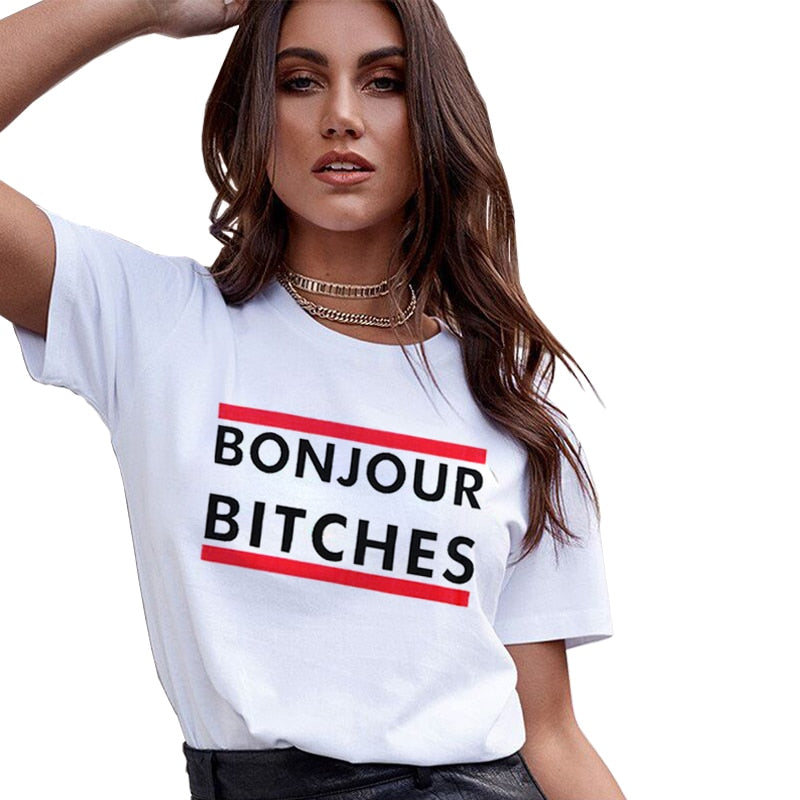 Tshirt 2018 Summer Vogue Women Clothing Black White T-shirt Print Letter Funny Street Punk Rock Casual Tops Tees T Shirt Femme