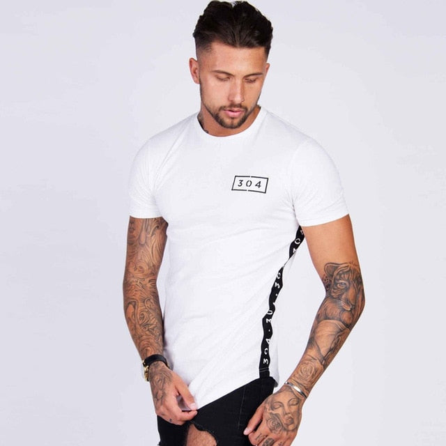 Men Cotton Short sleeve t shirt Fitness Slim Patchwork Black T-shirt Male Brand Gyms Tees Tops Summer Fashion Casual clothing