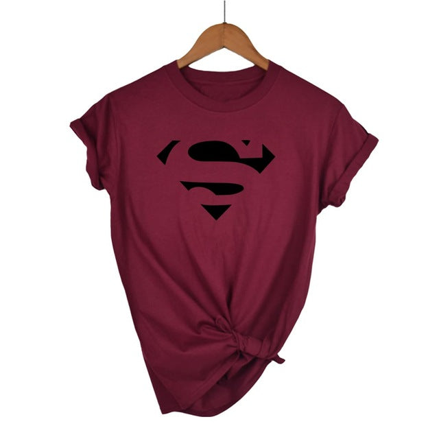 Summer Superman Series Cartoon kawaii t shirt women fashion brand slim fit tops hot sale short sleeve o-neck t-shirt women