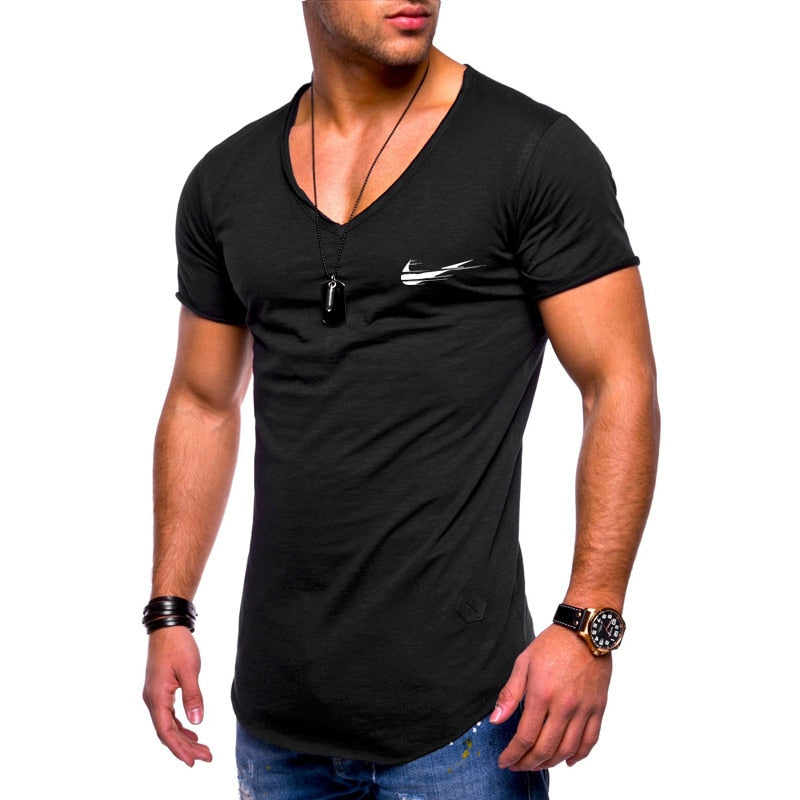 2019 New Arrived Deep V neck short sleeve men t shirt Slim Fit t-shirt men Skinny casual summer tshirt camisetas hombre