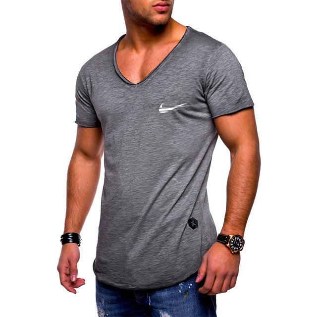 2019 New Arrived Deep V neck short sleeve men t shirt Slim Fit t-shirt men Skinny casual summer tshirt camisetas hombre