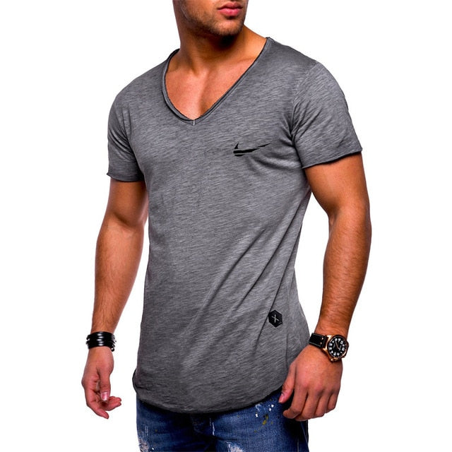 2019 New Arrived Deep V neck short sleeve men t shirt Slim Fit t-shirt men Skinny casual summer tshirt camisetas hombre