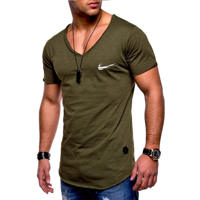 2019 New Arrived Deep V neck short sleeve men t shirt Slim Fit t-shirt men Skinny casual summer tshirt camisetas hombre