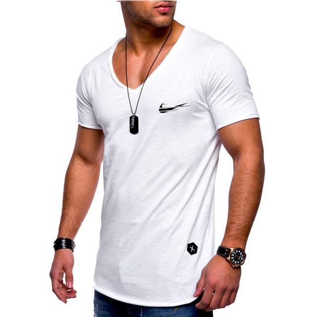 2019 New Arrived Deep V neck short sleeve men t shirt Slim Fit t-shirt men Skinny casual summer tshirt camisetas hombre