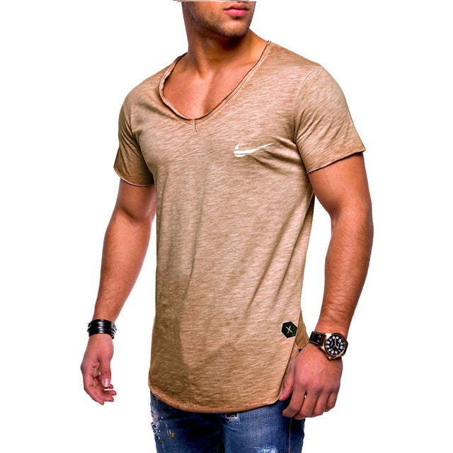 2019 New Arrived Deep V neck short sleeve men t shirt Slim Fit t-shirt men Skinny casual summer tshirt camisetas hombre