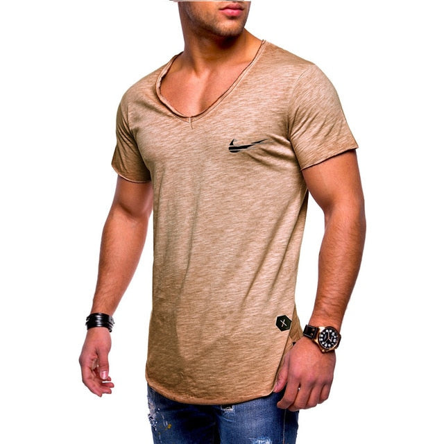 2019 New Arrived Deep V neck short sleeve men t shirt Slim Fit t-shirt men Skinny casual summer tshirt camisetas hombre