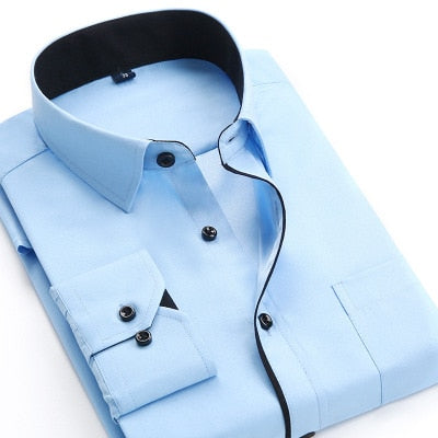 Long Sleeve Dress Shirt Men 2019 Plus Size 4XL High Quality Solid Shirt hombre Causal Slim Fit Business Shirts Men Chemise Homme