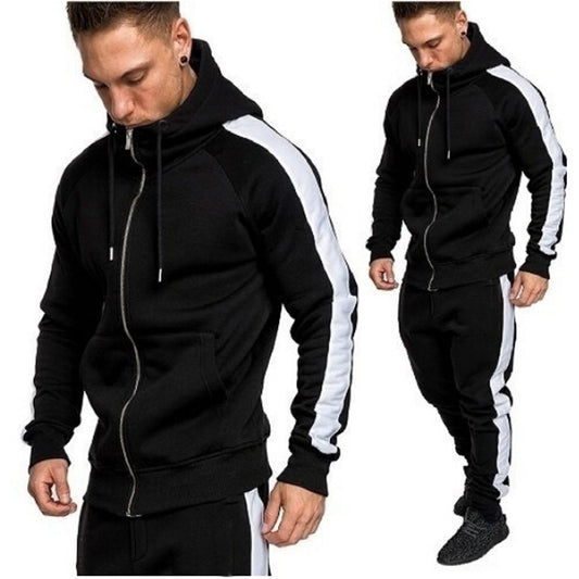 2019 New Men Tracksuit Autumn Winter Active Suit Set Outwear hooded Hoodies And Long Pants Jan17