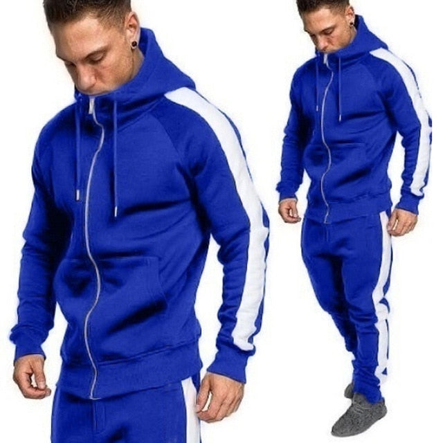 2019 New Men Tracksuit Autumn Winter Active Suit Set Outwear hooded Hoodies And Long Pants Jan17