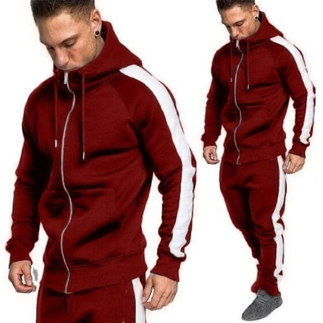 2019 New Men Tracksuit Autumn Winter Active Suit Set Outwear hooded Hoodies And Long Pants Jan17