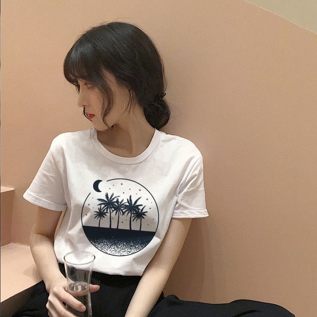 Cosmic belief Harajuku summer women's new ins fashion cartoon printed letter bts short-sleeved casual T-shirt shirt S-2XL