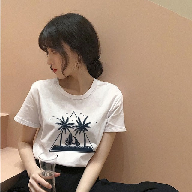 Cosmic belief Harajuku summer women's new ins fashion cartoon printed letter bts short-sleeved casual T-shirt shirt S-2XL