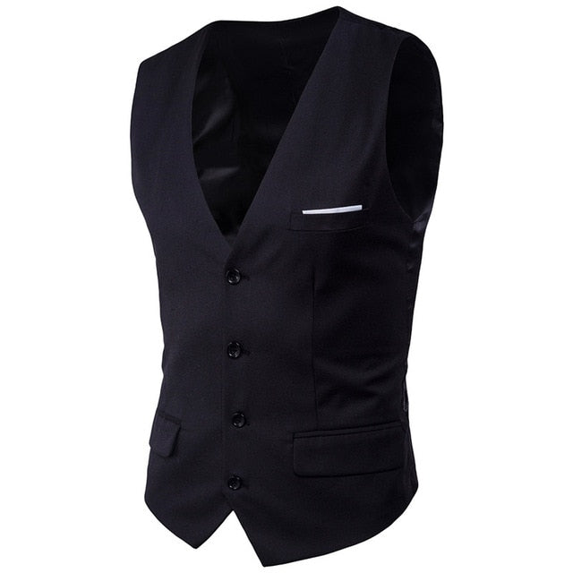 9 Color Men's Business Casual Slim Vests Fashion Men Solid Color Single Buttons Vests Fit Male Suit For Men Spring Autumn S-6XL