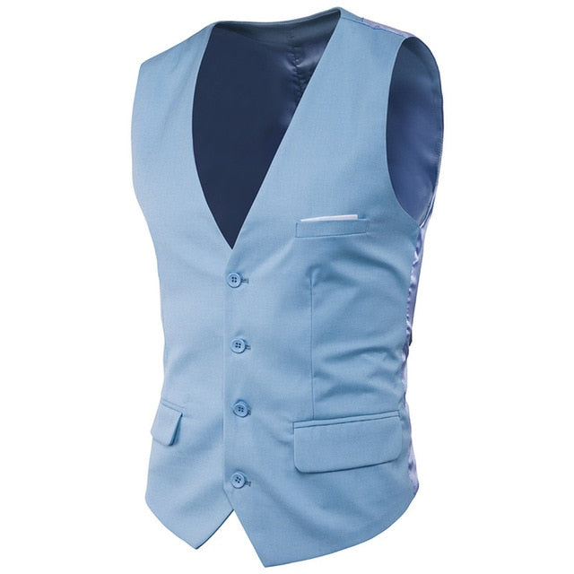 9 Color Men's Business Casual Slim Vests Fashion Men Solid Color Single Buttons Vests Fit Male Suit For Men Spring Autumn S-6XL