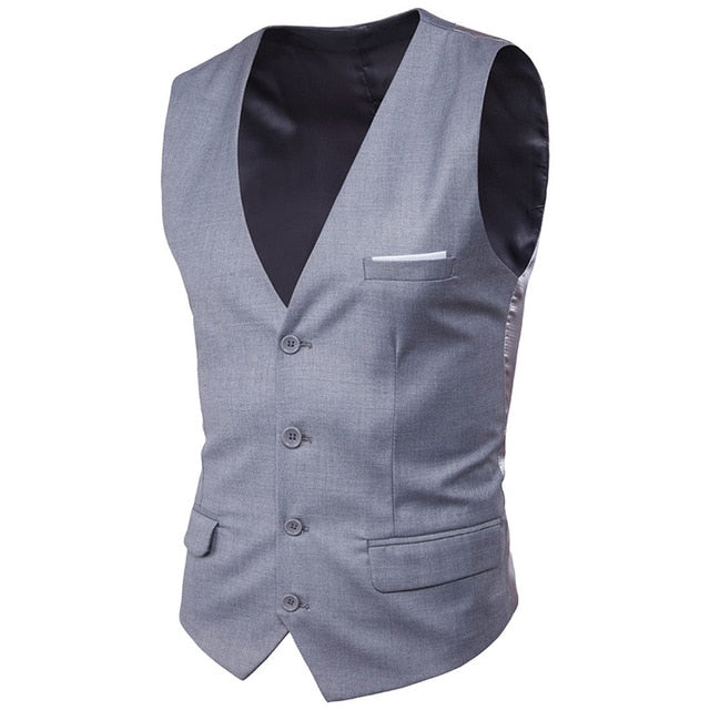 9 Color Men's Business Casual Slim Vests Fashion Men Solid Color Single Buttons Vests Fit Male Suit For Men Spring Autumn S-6XL