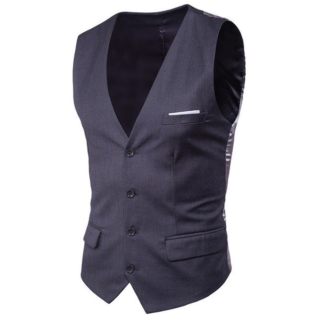 9 Color Men's Business Casual Slim Vests Fashion Men Solid Color Single Buttons Vests Fit Male Suit For Men Spring Autumn S-6XL