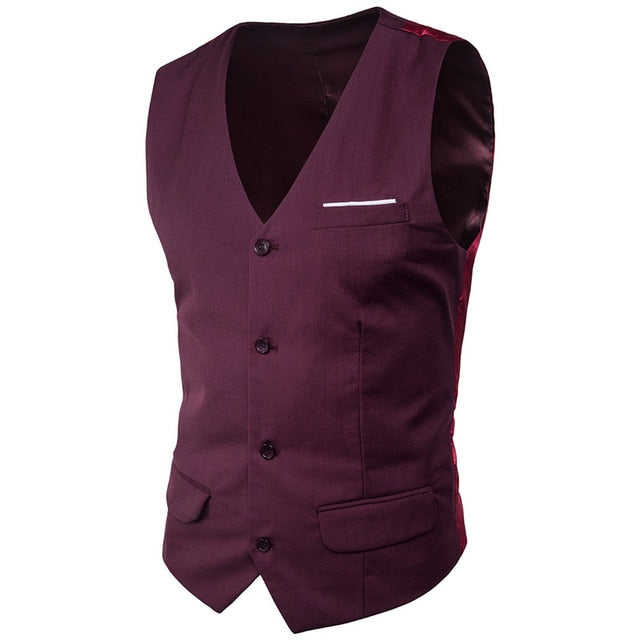 9 Color Men's Business Casual Slim Vests Fashion Men Solid Color Single Buttons Vests Fit Male Suit For Men Spring Autumn S-6XL