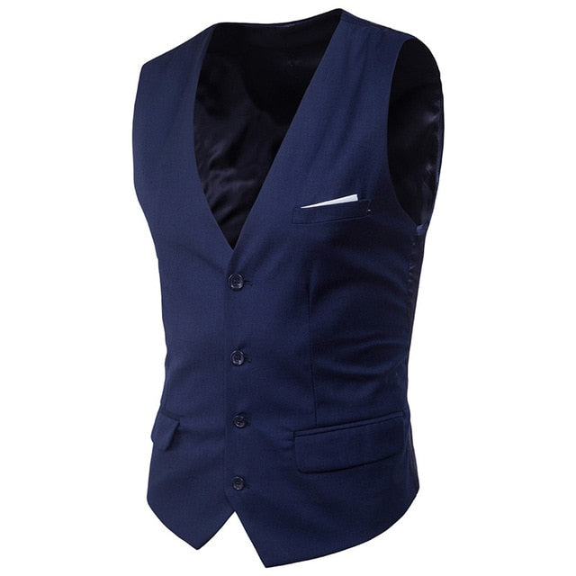 9 Color Men's Business Casual Slim Vests Fashion Men Solid Color Single Buttons Vests Fit Male Suit For Men Spring Autumn S-6XL