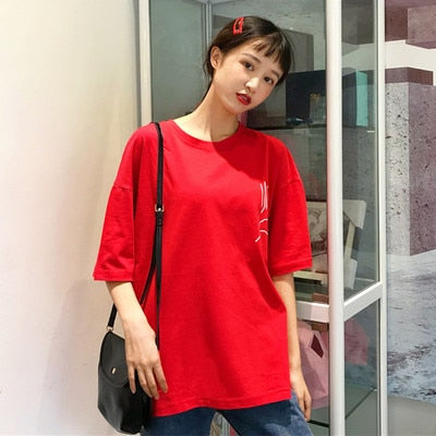 Harajuku Ulzzang Oversize tshirt cartoon Print Short Sleeve T-Shirts Korean Style Women Loose Summer T shirt Female Casual tops