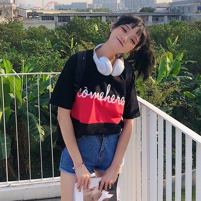 Harajuku Ulzzang Oversize tshirt cartoon Print Short Sleeve T-Shirts Korean Style Women Loose Summer T shirt Female Casual tops