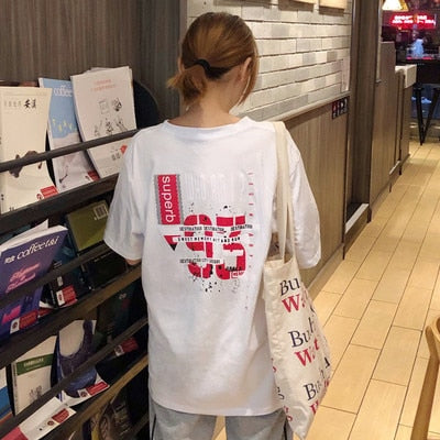 Harajuku Ulzzang Oversize tshirt cartoon Print Short Sleeve T-Shirts Korean Style Women Loose Summer T shirt Female Casual tops