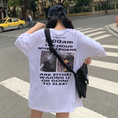 Harajuku Ulzzang Oversize tshirt cartoon Print Short Sleeve T-Shirts Korean Style Women Loose Summer T shirt Female Casual tops