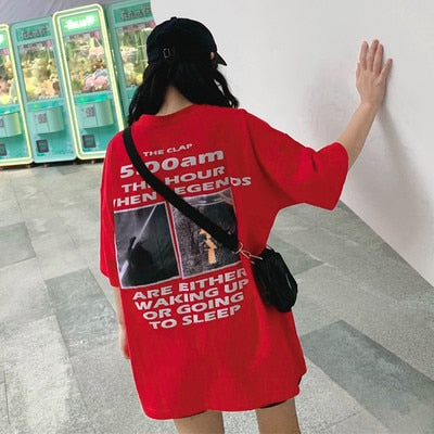 Harajuku Ulzzang Oversize tshirt cartoon Print Short Sleeve T-Shirts Korean Style Women Loose Summer T shirt Female Casual tops