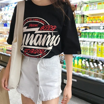 Harajuku Ulzzang Oversize tshirt cartoon Print Short Sleeve T-Shirts Korean Style Women Loose Summer T shirt Female Casual tops