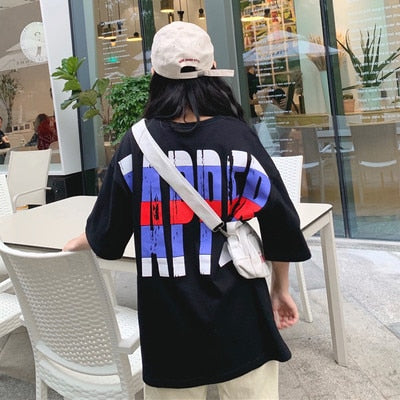 Harajuku Ulzzang Oversize tshirt cartoon Print Short Sleeve T-Shirts Korean Style Women Loose Summer T shirt Female Casual tops