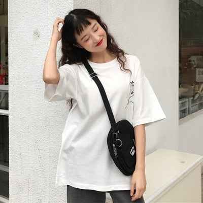 Harajuku Ulzzang Oversize tshirt cartoon Print Short Sleeve T-Shirts Korean Style Women Loose Summer T shirt Female Casual tops