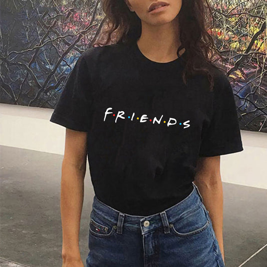 Harujuku Kawaii Tops Friends Tv T Shirt Women Korean Style Fashion Tshirt Ulzzang Black T Shirt Letter Printed Tumblr Tees