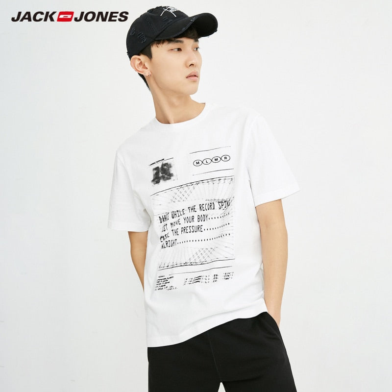 JackJones 100% cotton short-sleeved T-shirt with fashion character pattern MLMR|218201566