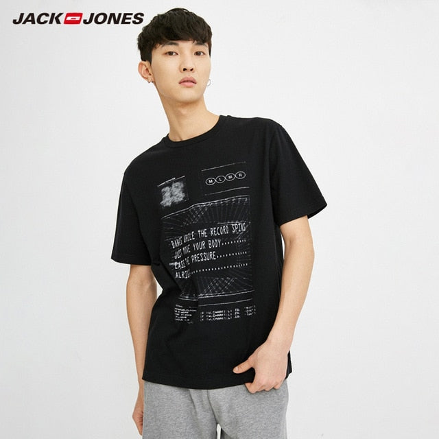 JackJones 100% cotton short-sleeved T-shirt with fashion character pattern MLMR|218201566